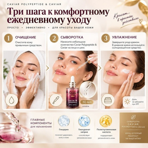 Увлажняющая сыворотка для лица Caviar Polypeptide & Caviar, 30 мл
